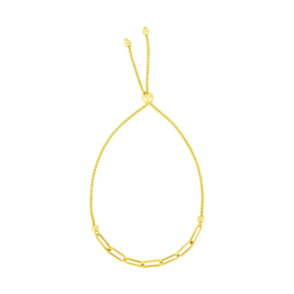 14K Yellow Gold Adjustable Paperclip Bracelet