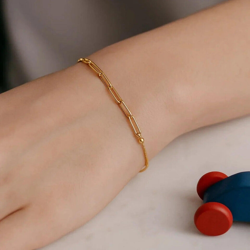 14K Yellow Gold Adjustable Paperclip Bracelet