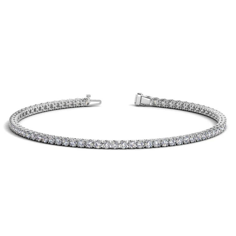 14K White Gold Lab-Grown Diamond Round Tennis Bracelet Grown