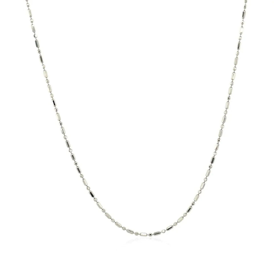 14K White Gold Bead Chain 0.90mm