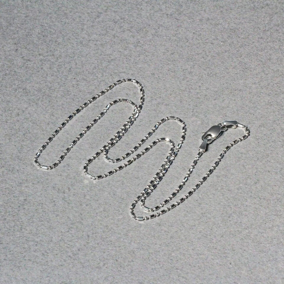 14K White Gold Diamond-Cut Bead Chain, 0.9 mm