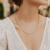 Tennis necklace in solid 14K two-tone gold, view 3