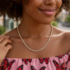 Tennis necklace in solid 14K two-tone gold, view 6