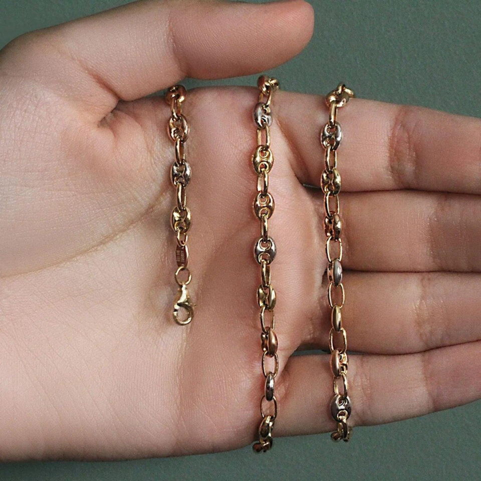 14K Tri-Colour Gold Mariner Chain