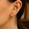 Polished round hoop 1.3x11.5mm in solid 14K yellow gold, view 3
