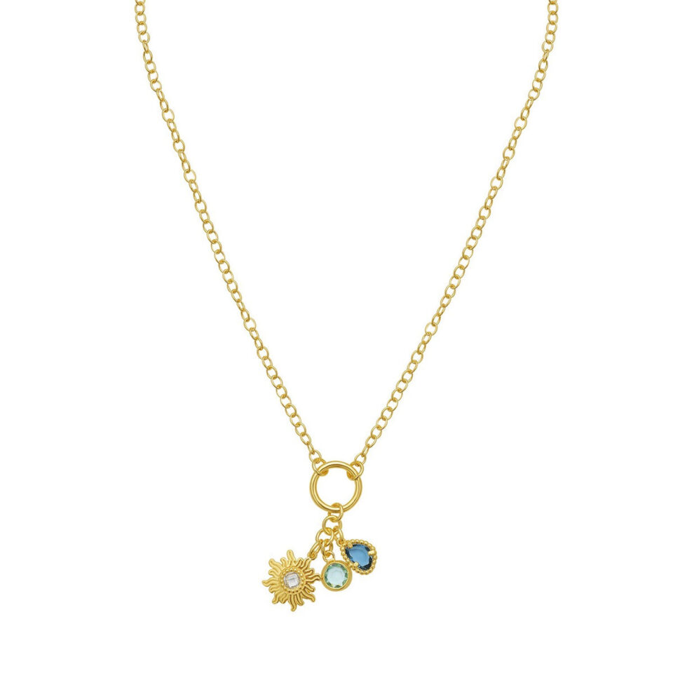Sterling Silver, Gold Plated Charm Necklace 6.6g