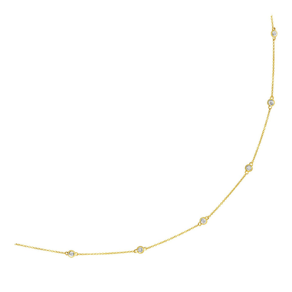 14K Yellow Gold Station Round Lab-Grown Diamond Necklace