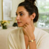 Inch adjustable circle bracelet in solid 14K yellow gold, view 3