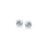 3 mm faceted white cubic zirconia stud earrings in solid 14K white gold