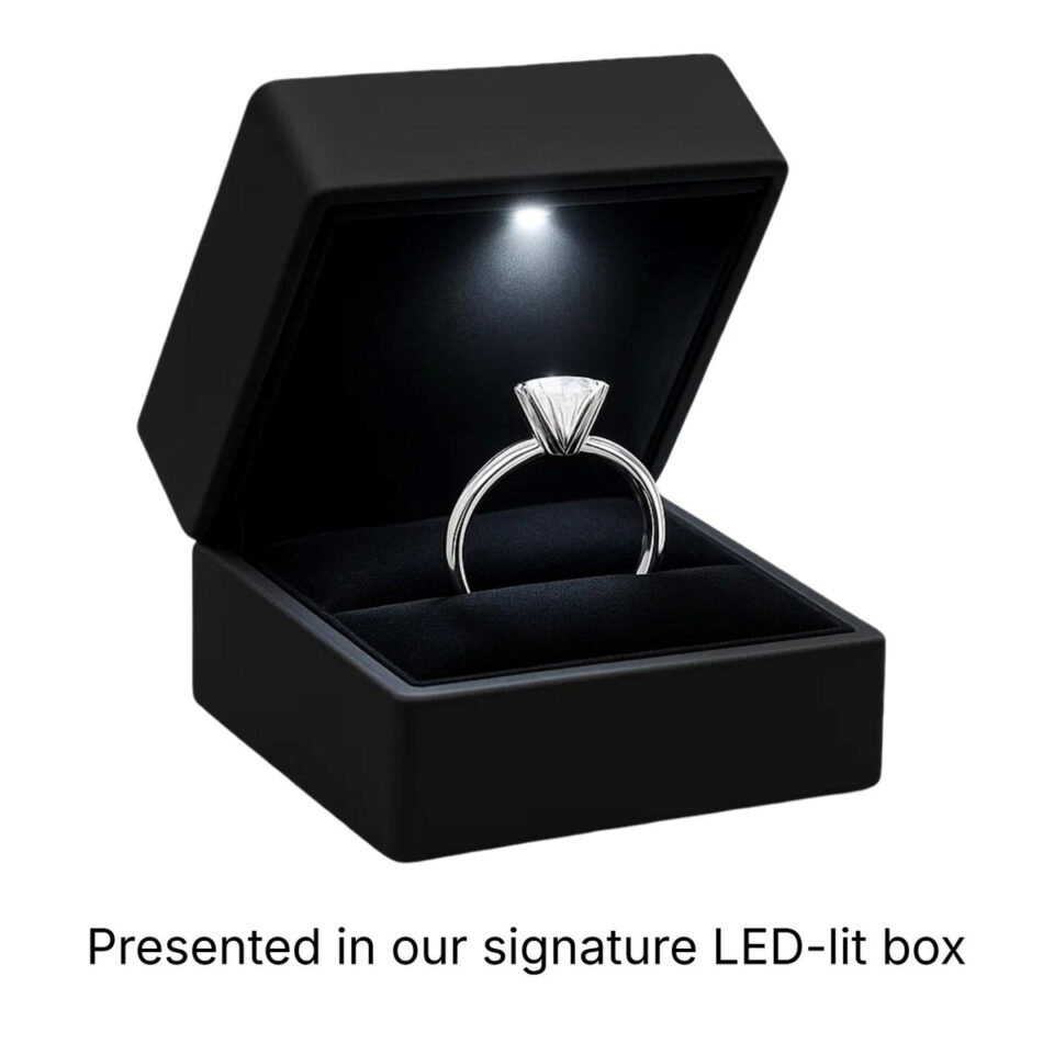 3 ct tw lab-grown diamond solitaire cushion ring in solid 14K white gold, engagement ring, view 6
