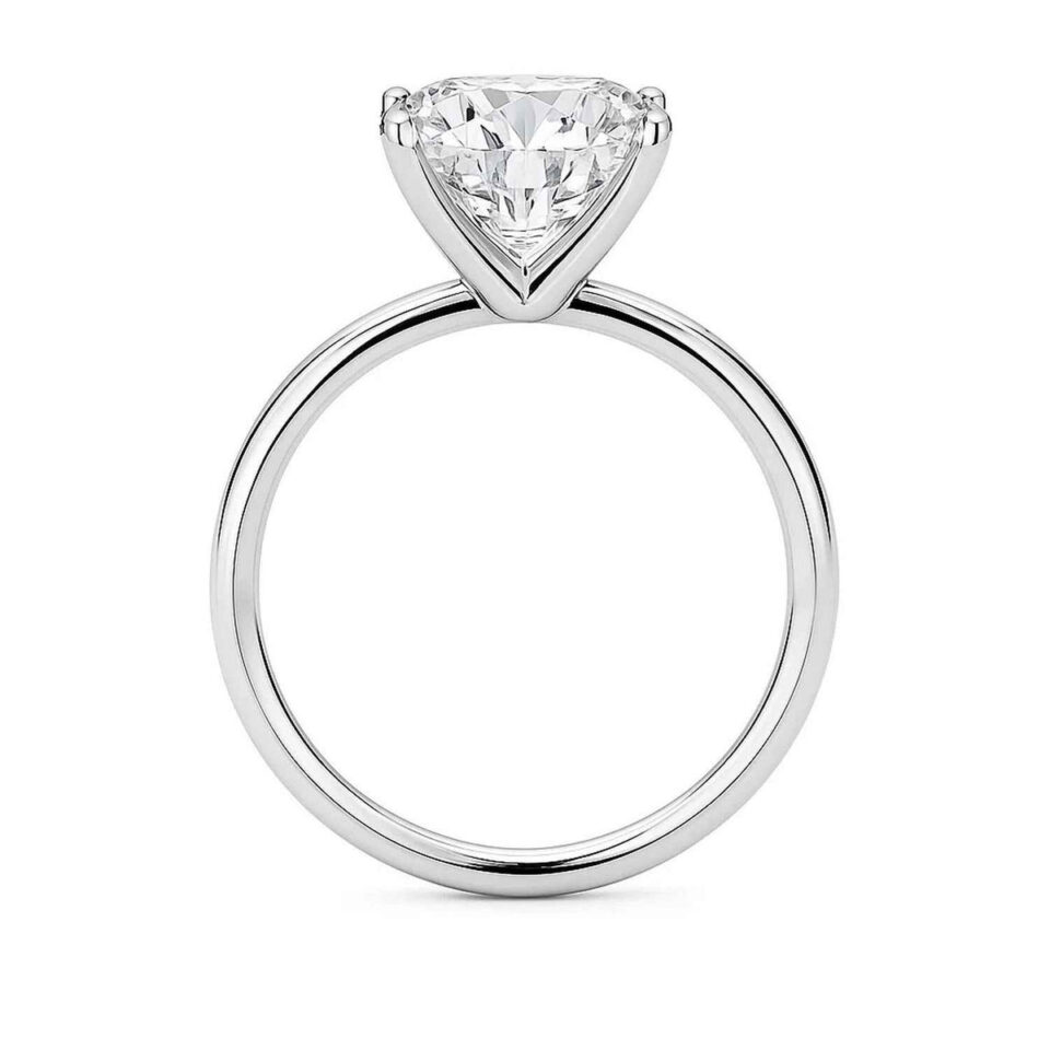 3 ct tw lab-grown diamond solitaire cushion ring in solid 14K white gold, engagement ring, view 4