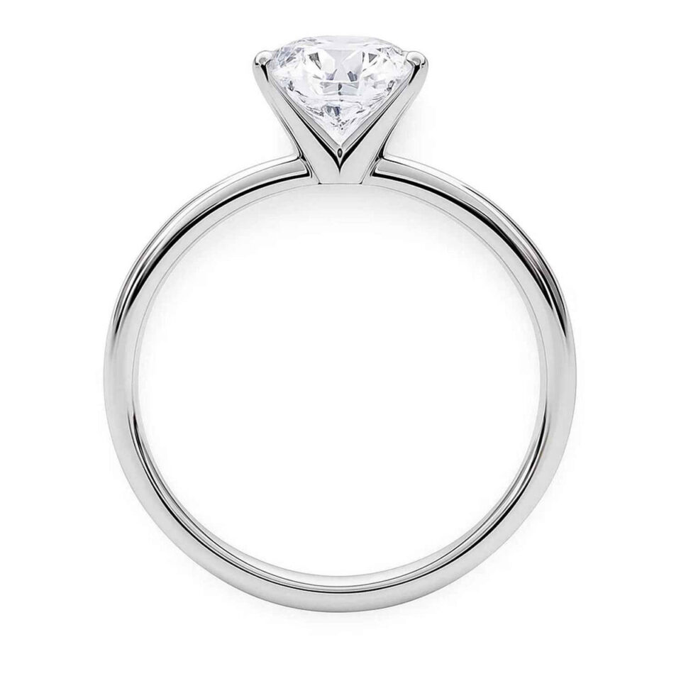3 ct tw lab-grown diamond solitaire round ring in solid 10K white gold, engagement ring, view 4