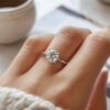3 ct tw lab-grown diamond solitaire round ring in solid 10K white gold, engagement ring, view 6