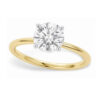 1 ct tw lab-grown diamond solitaire round ring in solid 10K yellow gold, engagement ring, view 2