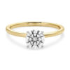 1 ct tw lab-grown diamond solitaire round ring in solid 10K yellow gold, engagement ring