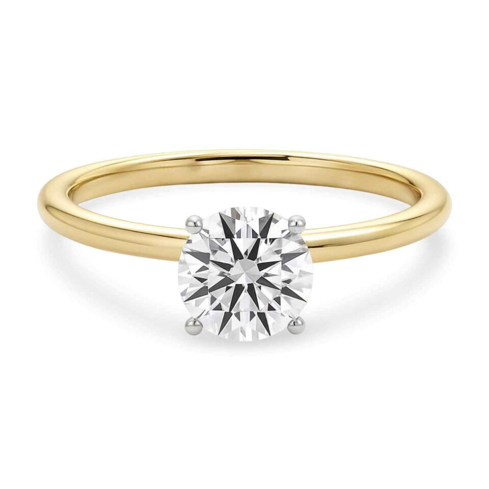 10K Yellow Gold Lab-Grown Diamond Solitaire Round Ring 1cttw