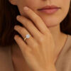 1 ct tw lab-grown diamond solitaire round ring in solid 10K yellow gold, engagement ring, view 4
