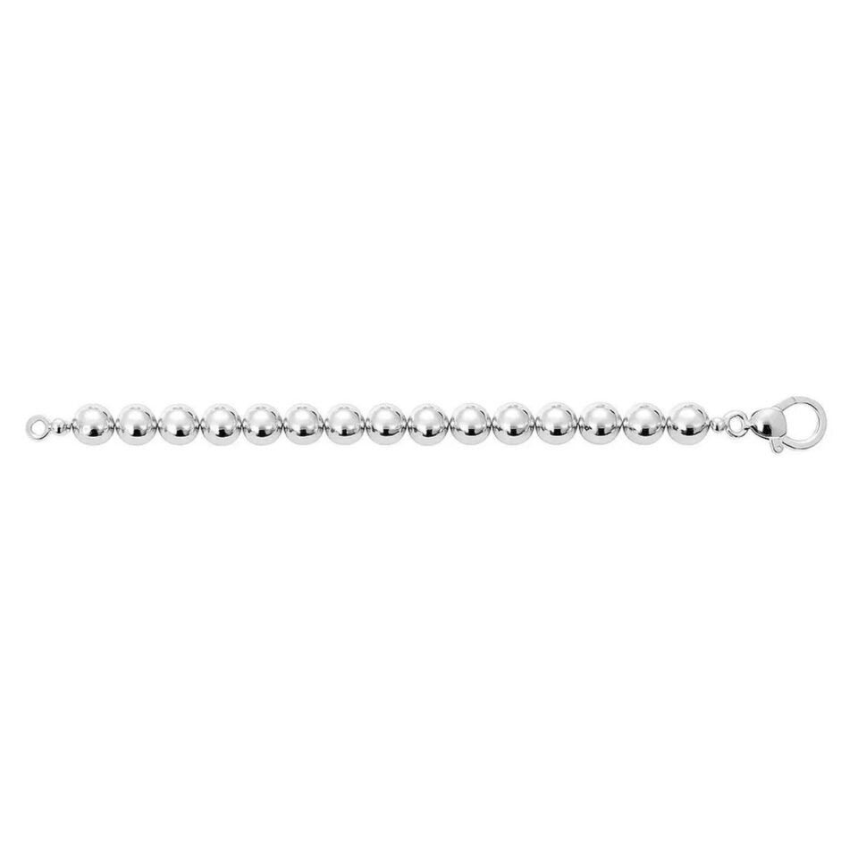 Bead, 10 mm, Rhodium-Plated Sterling Silver