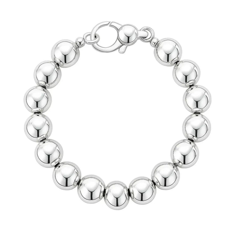Sterling silver, rhodium plated bead 10.00mm, view 2
