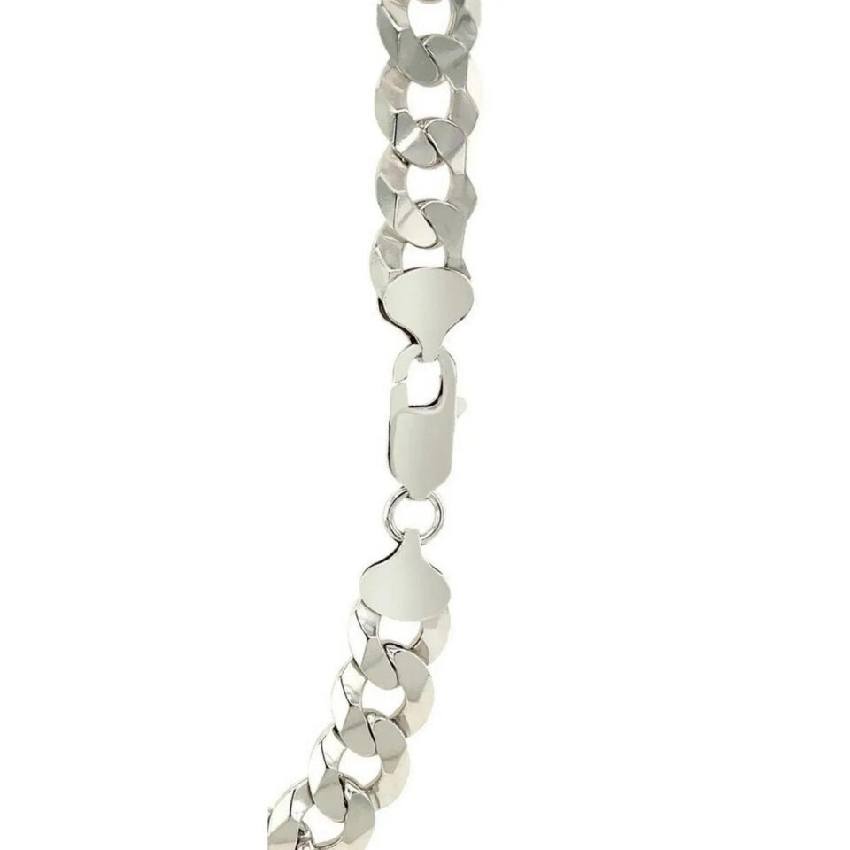 Sterling Silver, Rhodium Plated Curb 10.20mm