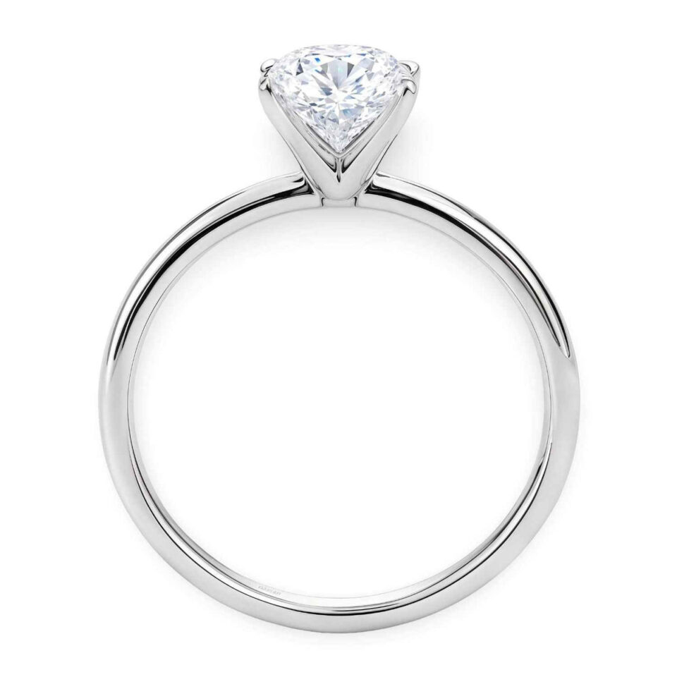 1 1/2 ct tw lab-grown diamond solitaire oval ring in solid 10K white gold, engagement ring, view 3
