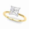 2 ct tw lab-grown diamond solitaire princess ring in solid 14K yellow gold, engagement ring, view 2