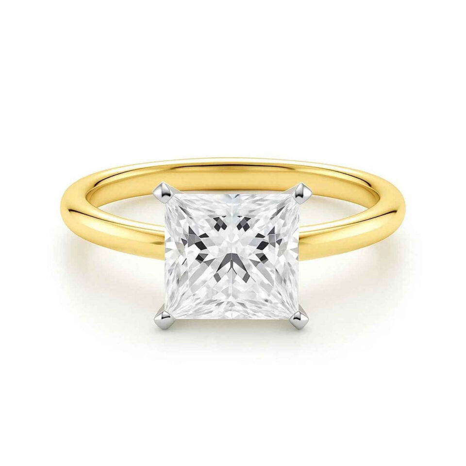 14K Yellow Gold Lab-Grown Diamond Solitaire Princess Ring 2cttw