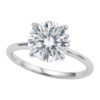 3 ct tw lab-grown diamond solitaire round ring in solid 14K white gold, engagement ring, view 2