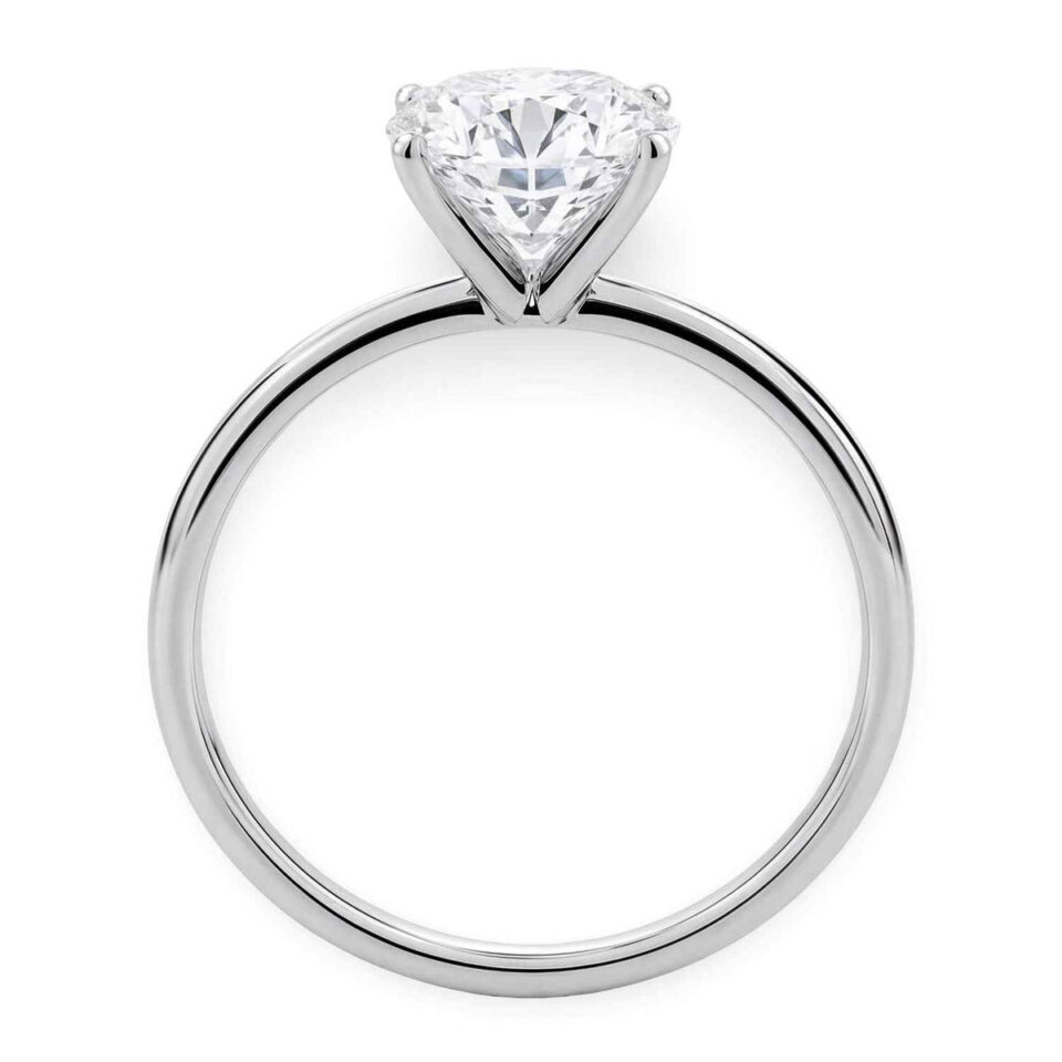 3 ct tw lab-grown diamond solitaire round ring in solid 14K white gold, engagement ring, view 4