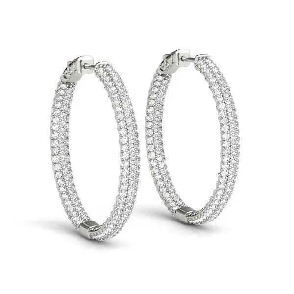 14K White Gold Pave Lab-Grown Diamond Hoop Earrings
