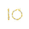 Twisted hoop 3x15mm in solid 10K yellow and white gold