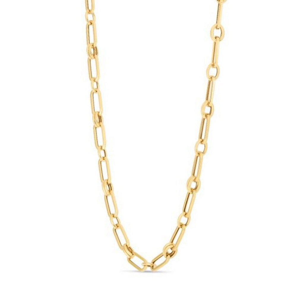 Paperclip chain in solid 14K yellow gold, view 4