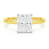5 ct tw lab-grown diamond radiant solitaire ring in solid 14K yellow gold, engagement ring