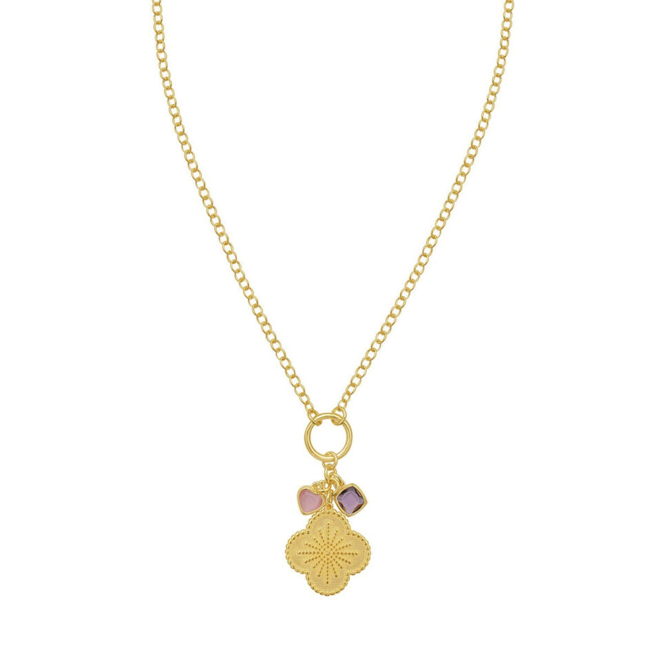 Sterling Silver, Gold Plated Charm Necklace