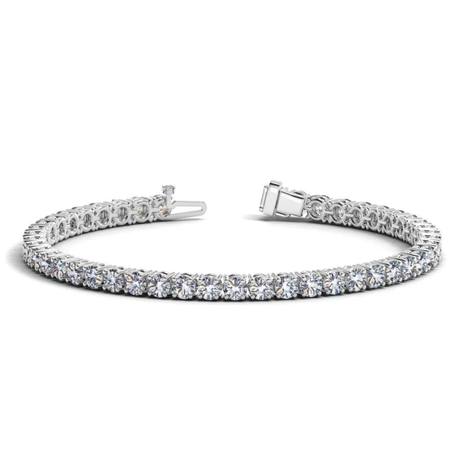 14K White Gold Lab-Grown Diamond Round Tennis Bracelet Grown