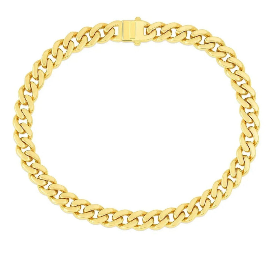 14K Yellow Gold Polished Cuban Bracelet