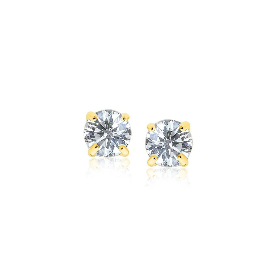14K Yellow And White Gold Stud Earrings 4mm