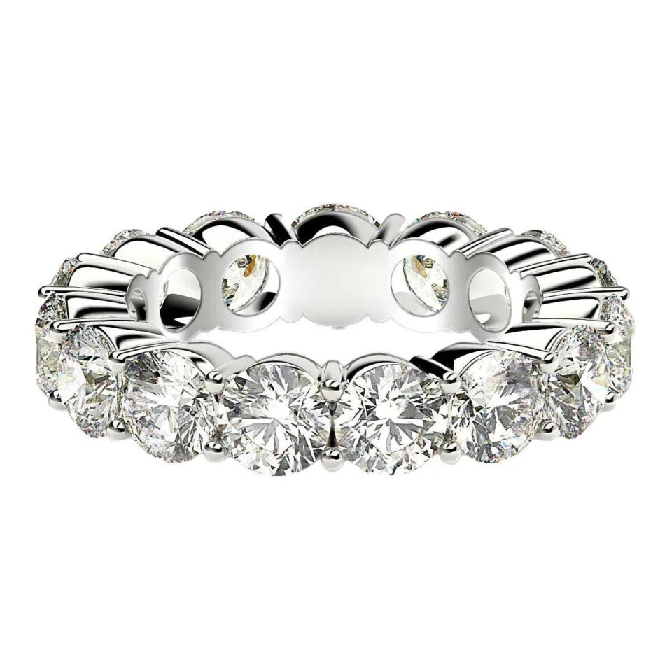 14K White Gold Lab-Grown Diamond Round Eternity Ring 5cttw