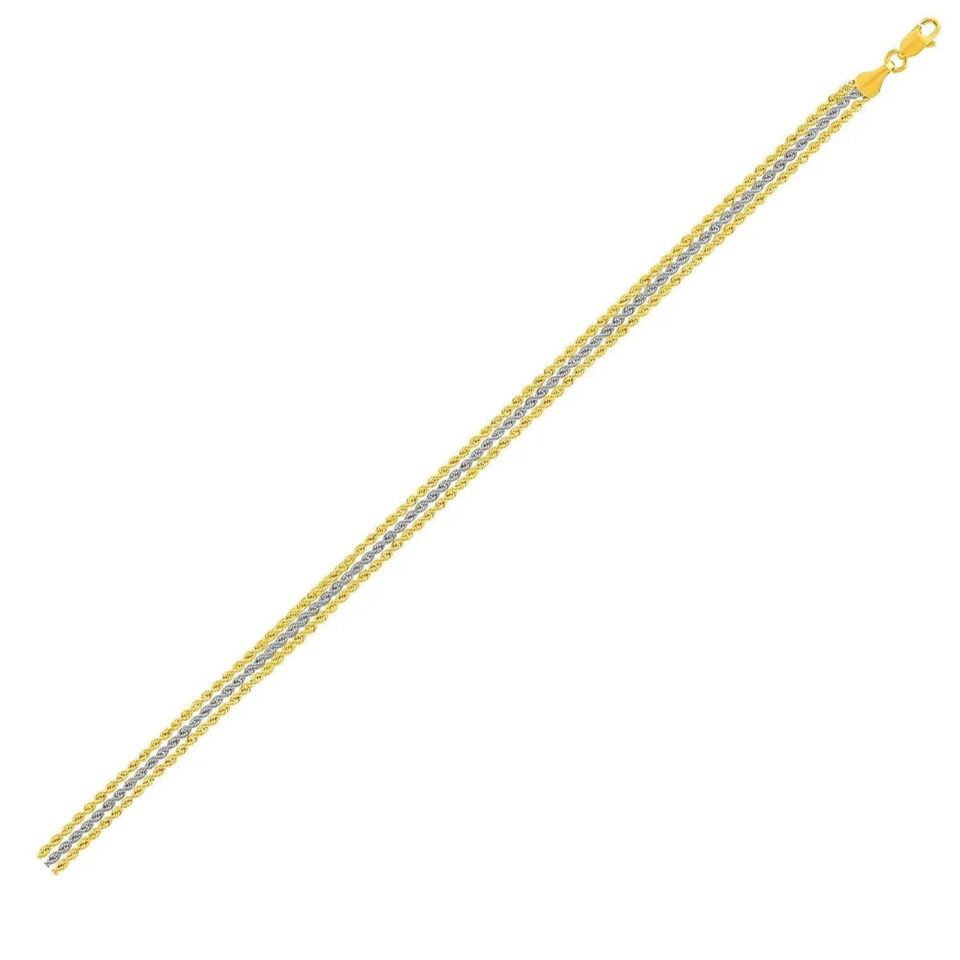Rope bracelet in solid 10K two-tone gold, view 4