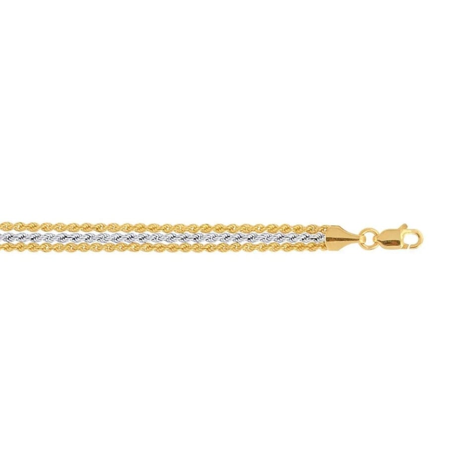 10K Two-Tone Gold Rope Bracelet
