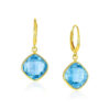 Cushion topaz drop earrings in solid 14K yellow gold