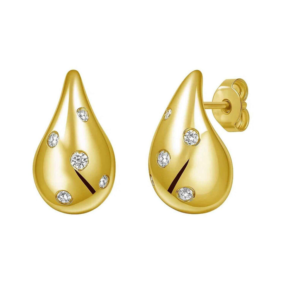 14K Yellow Gold Lab-Grown Diamond Drop Earrings