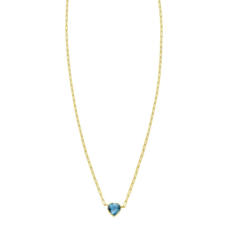 14K Yellow Gold Heart Topaz Necklace