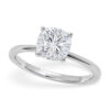 1 1/2 ct tw lab-grown diamond solitaire cushion ring in solid 14K white gold, engagement ring, view 2