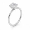 1 1/2 ct tw lab-grown diamond solitaire cushion ring in solid 14K white gold, engagement ring, view 3