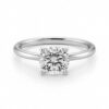 1 1/2 ct tw lab-grown diamond solitaire cushion ring in solid 14K white gold, engagement ring