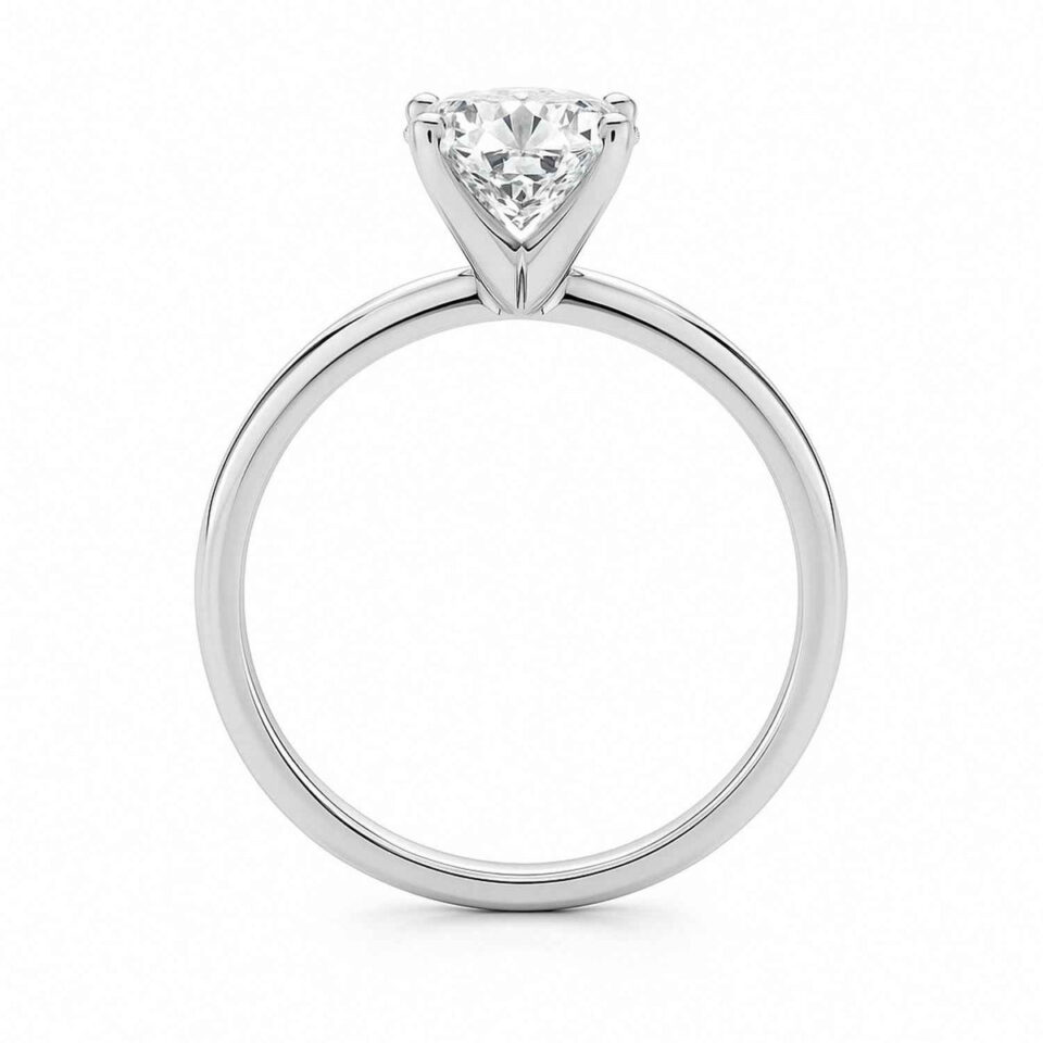 1 1/2 ct tw lab-grown diamond solitaire cushion ring in solid 14K white gold, engagement ring, view 4