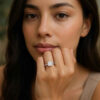 1 1/2 ct tw lab-grown diamond solitaire cushion ring in solid 14K white gold, engagement ring, view 5