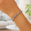Sterling silver, rhodium plated mariner bracelet, view 7