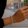 Sterling silver, rhodium plated mariner bracelet, view 8